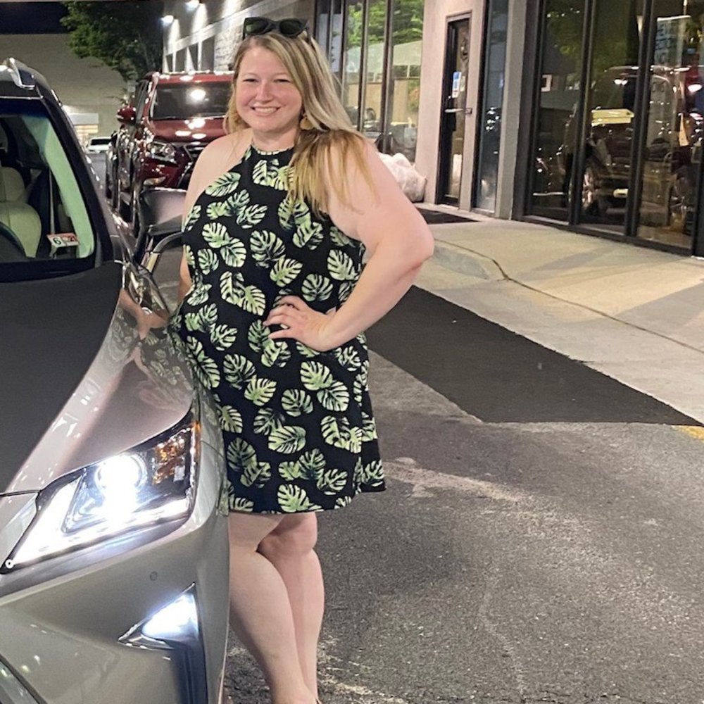 Halter Neckline Dress with Tropical Print